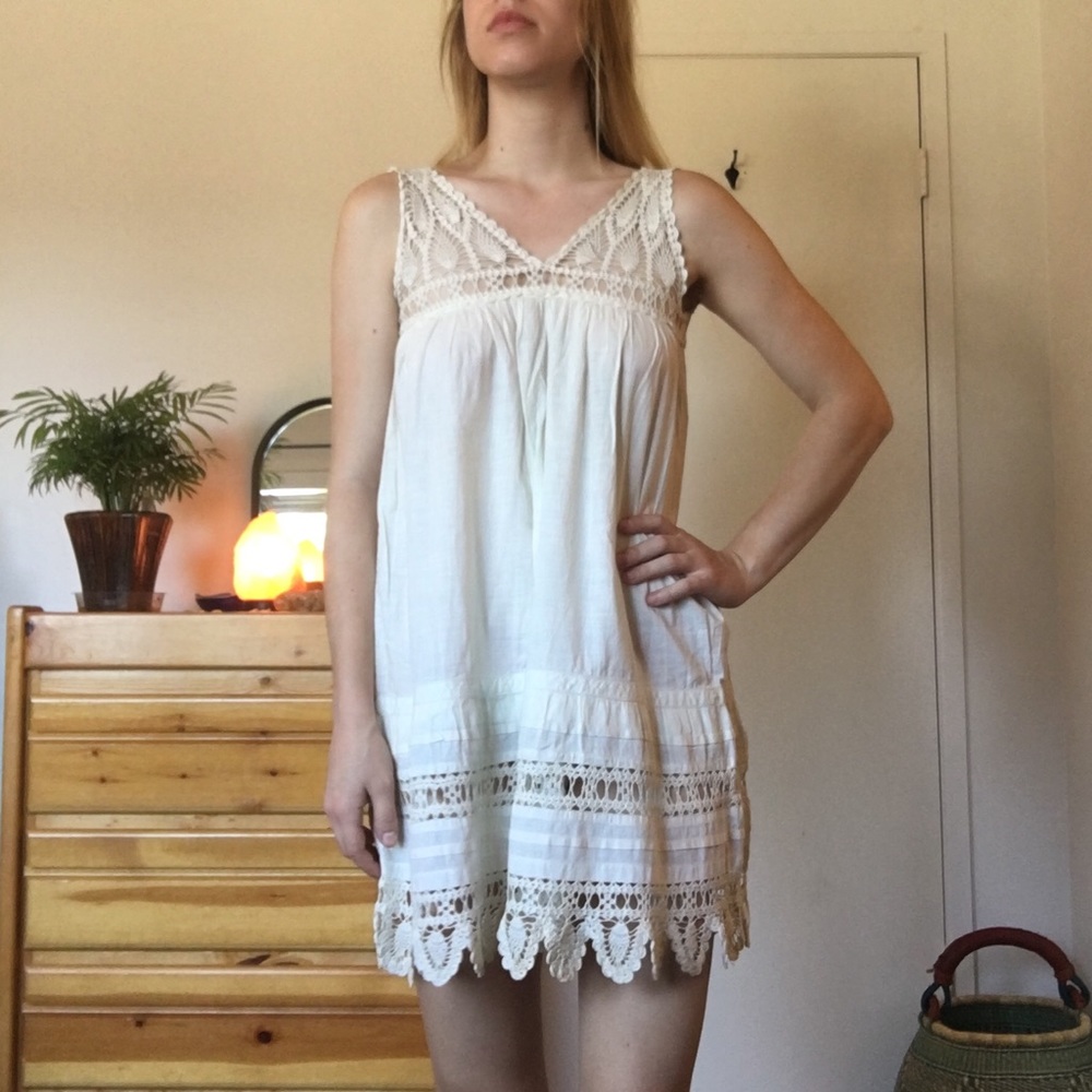 Edwardian 1910s lace shift dress night gown boho